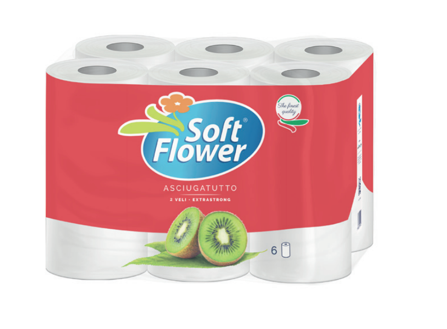 Soft Flower valkoinen 2-krs talouspaperi (6rll/pkt)